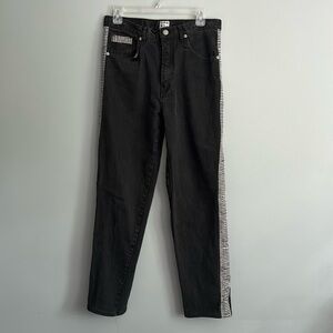 Corniche Black Jeans Size 31 Striped Side Trim Style 97-31200 Y2K Retro Look